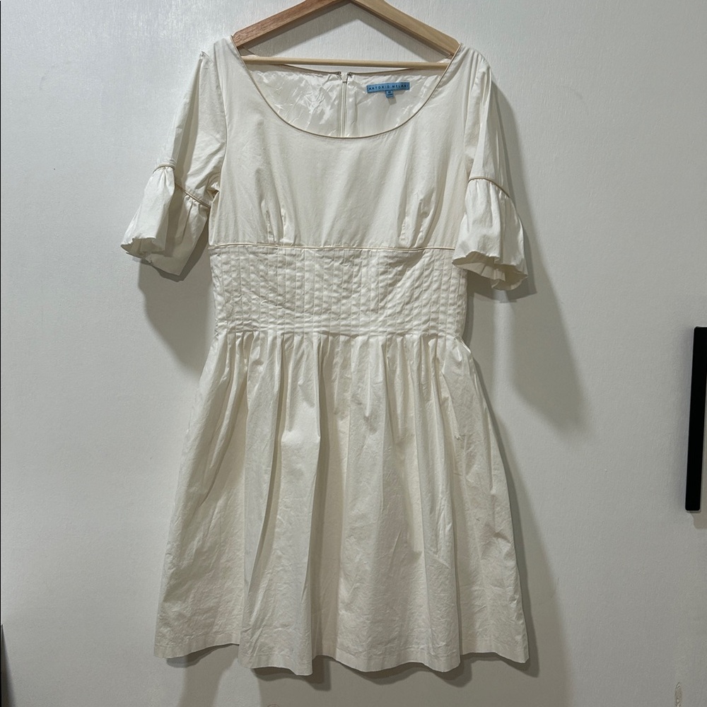 ANTONY MELANY WOMENS CREAM  MIDI DRESS FLARED SLEVES Sz 12